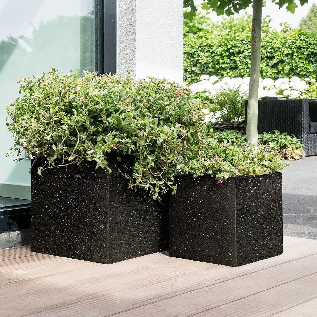 IDEALIST Lite Contemporary Flower Box Square Garden Planter, Light Concrete Outdoor Large Plant Pot H30 L30 W30 cm, 28L - Image 4